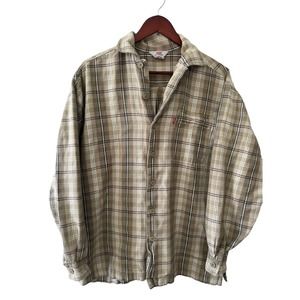 Vintage Levis tan plaid button down shirt XL